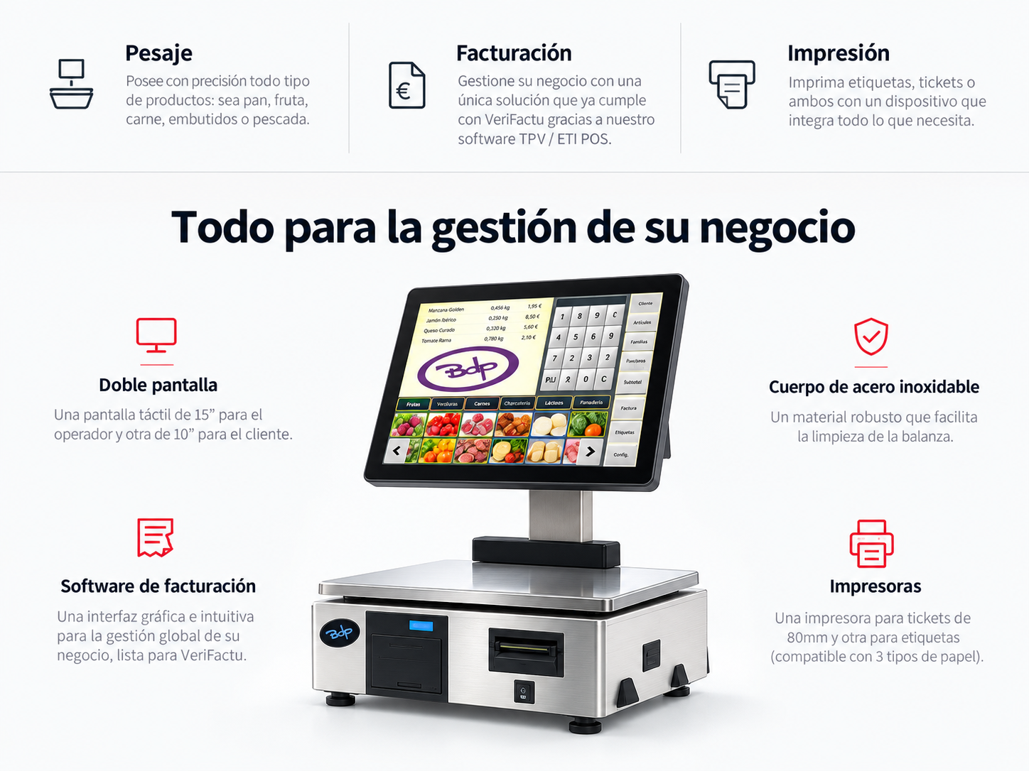Solución de balanza, pesaje y facturación BDP
